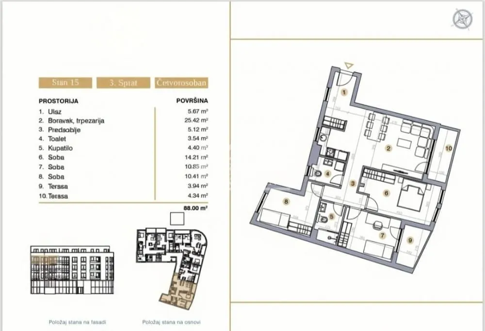 Prodaja, četvorosoban stan, 88m², Bežanijska Kosa 3, Bežanijska Kosa Sve Podlokacije