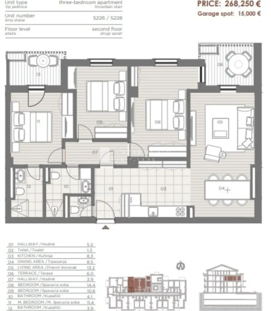 Prodaja, trosoban stan, 96m², Topla, Herceg Novi