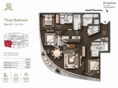 Rent, four bedroom apartment, 144m², Savski Venac, Beograd - image 13