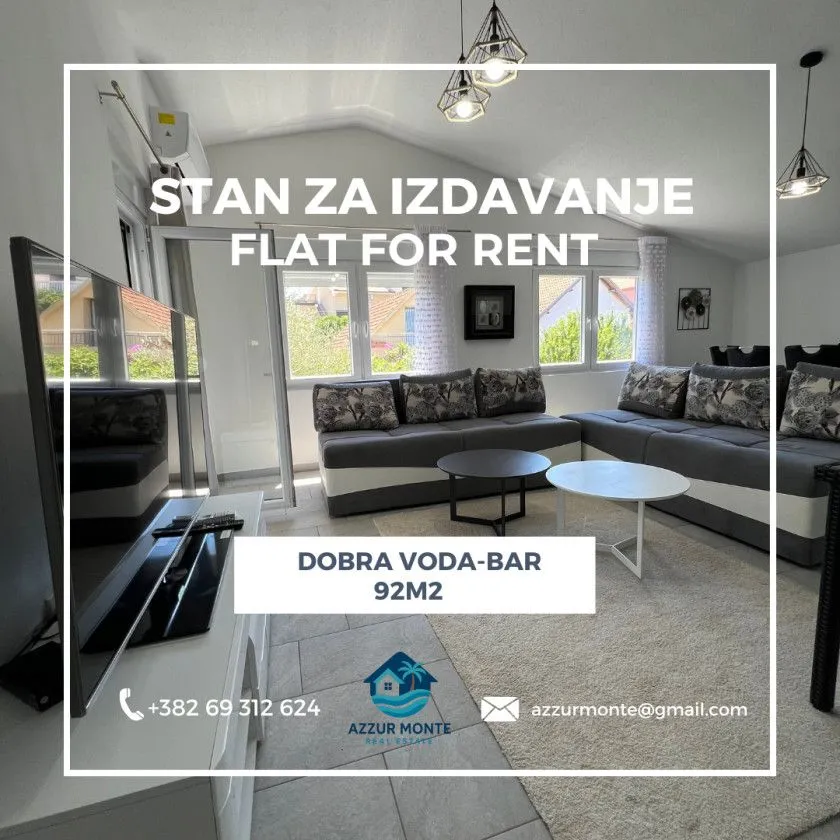 Izdavanje, stan, 92m², Dobre Vode, Bar