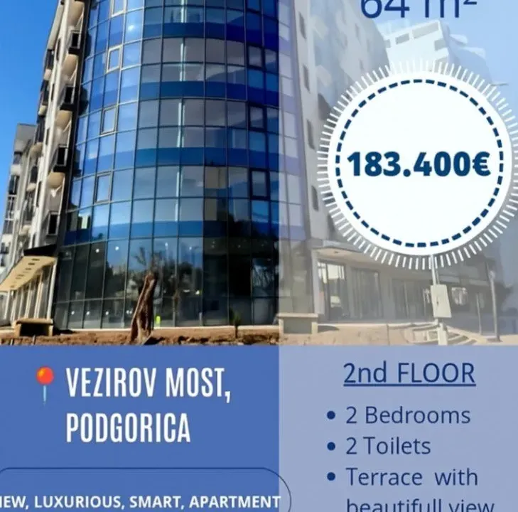 Sale, two bedroom apartment, 64m², Vezirov Most, Podgorica