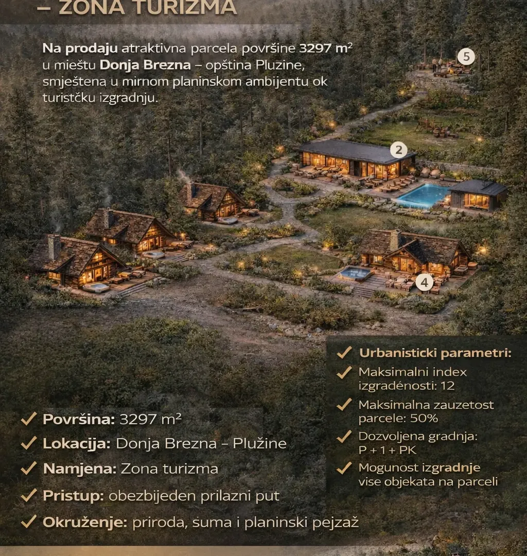 Prodaja, plac, 3300m², Donja Brezna, Plužine