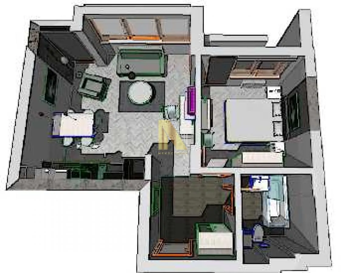 Izdavanje, dvosoban stan, 45m², Centar, Novi Sad