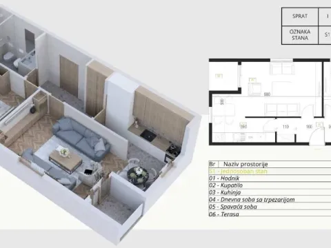 Prodaja, jednosoban stan, 52m², Podkošljun, Budva - image 4