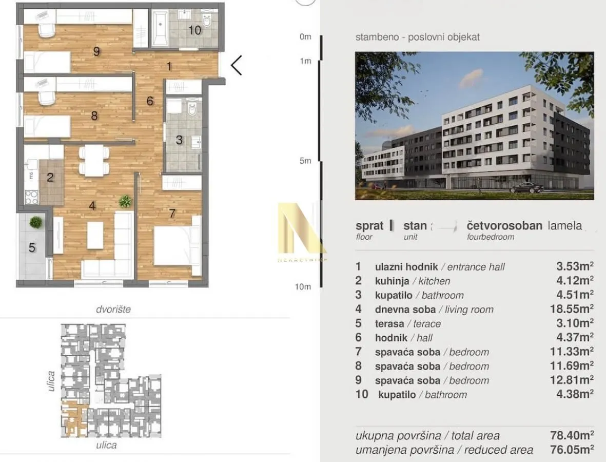 Prodaja, četvorosoban stan, 77m², Telep, Novi Sad Sve Podlokacije