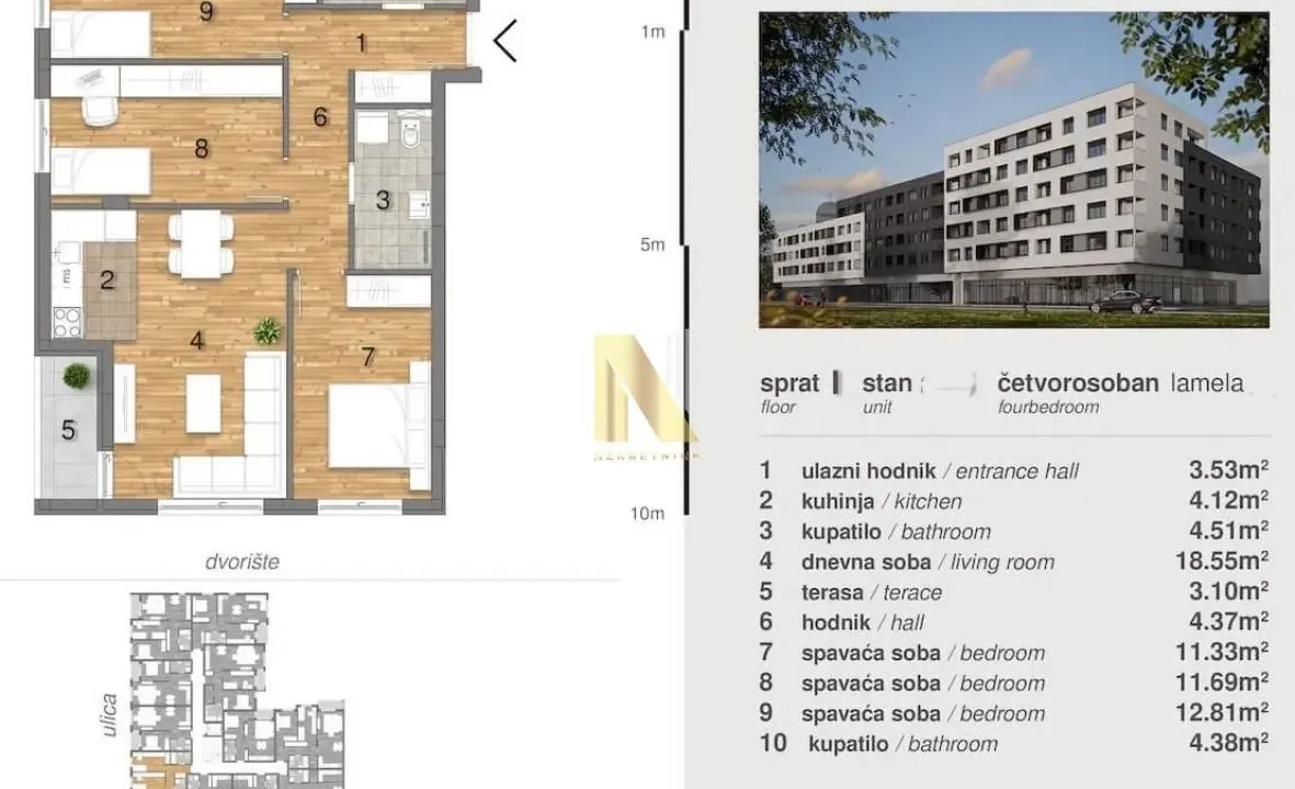 Sale, four bedroom apartment, 77m², Telep, Novi Sad Sve Podlokacije