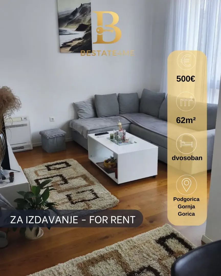 Rent, two bedroom apartment, 62m², Gornja Gorica, Podgorica