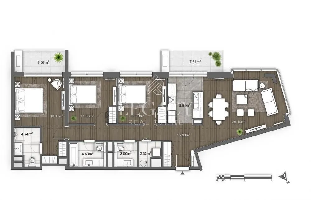 Sale, four bedroom apartment, 118m², Savski Venac, Beograd