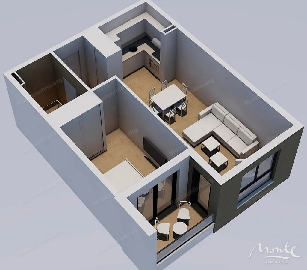Prodaja, jednosoban stan, 47m², Kavač, Kotor