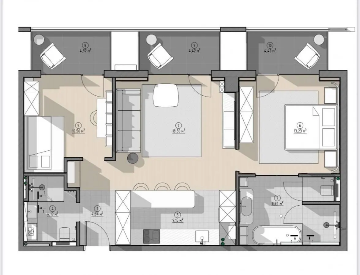 Sale, two bedroom apartment, 82m², Budva, Crna Gora