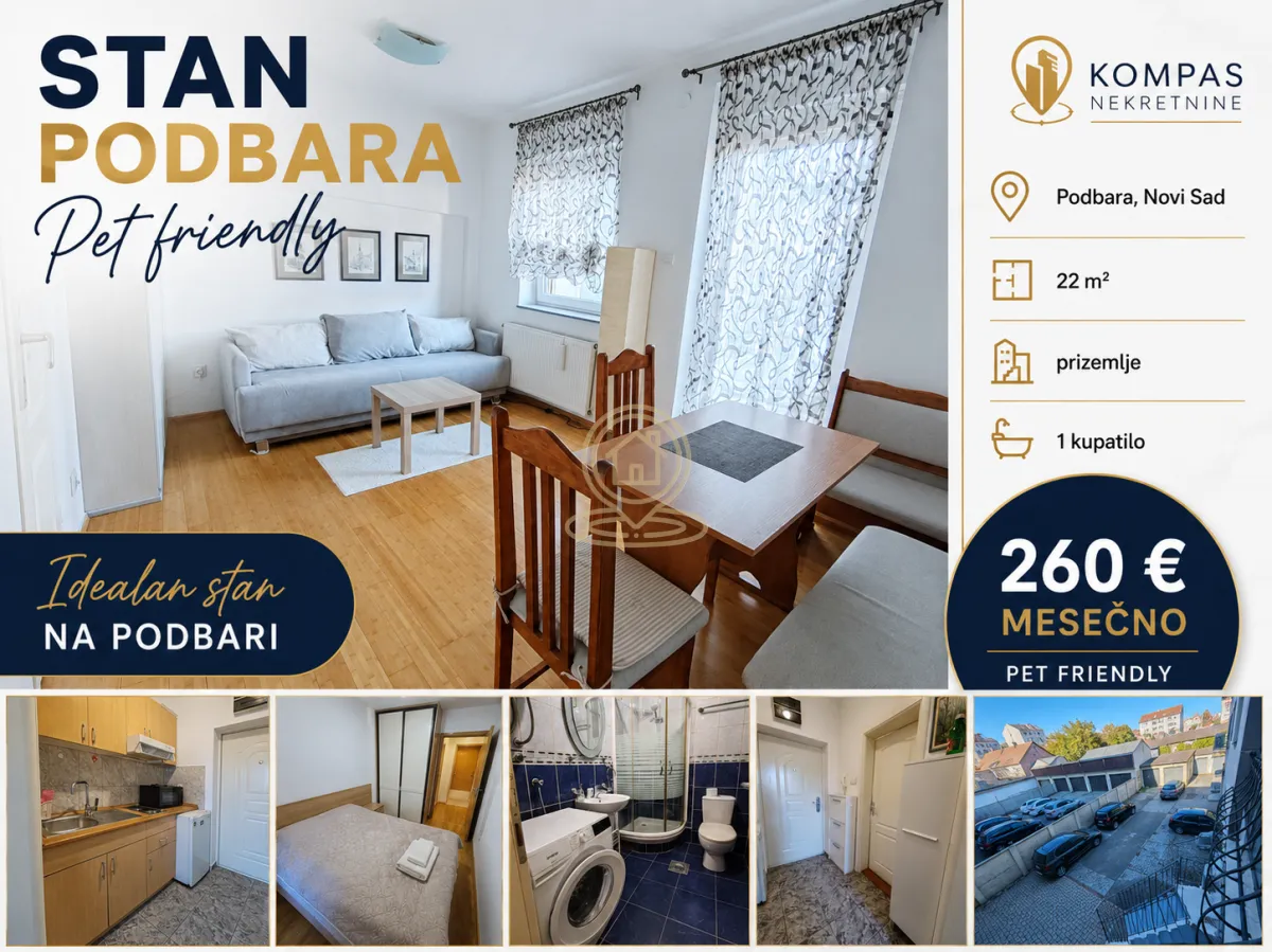Rent, one bedroom apartment, 22m², Podbara, Novi Sad Sve Podlokacije