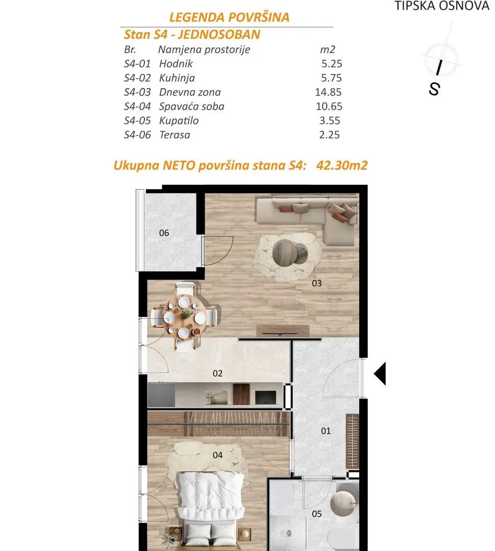 Prodaja, stan, 42m², Zabjelo, Podgorica