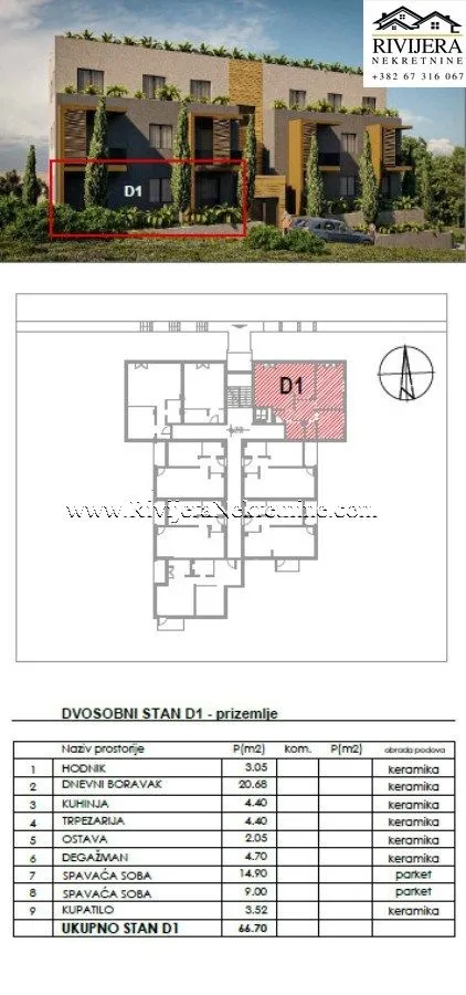 Osnova stana sa prikazom rasporeda prostorija i strukture.