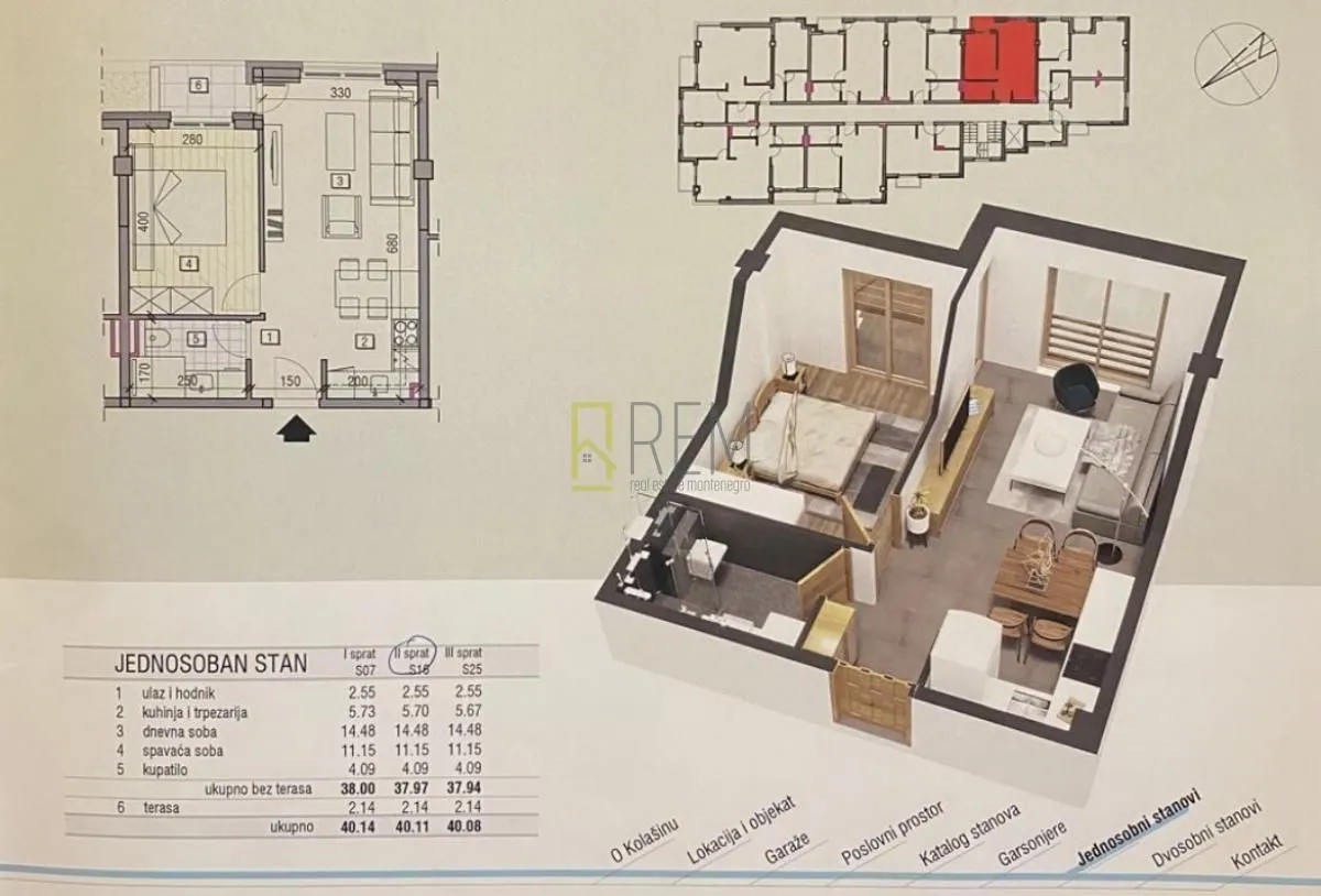 Sale, one bedroom apartment, 40m², Kolašin, Crna Gora