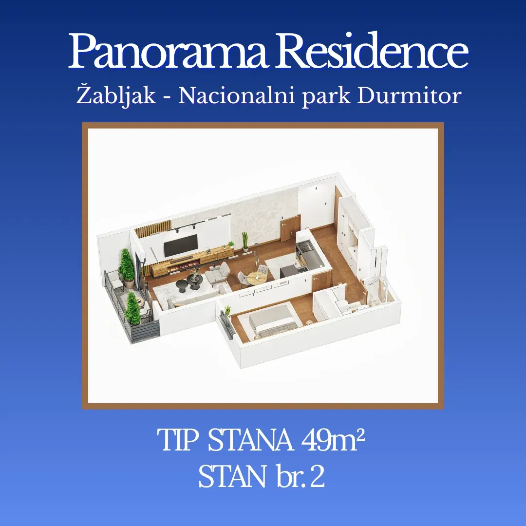 Prodaja, dvosoban stan, 49m², Centar, Žabljak
