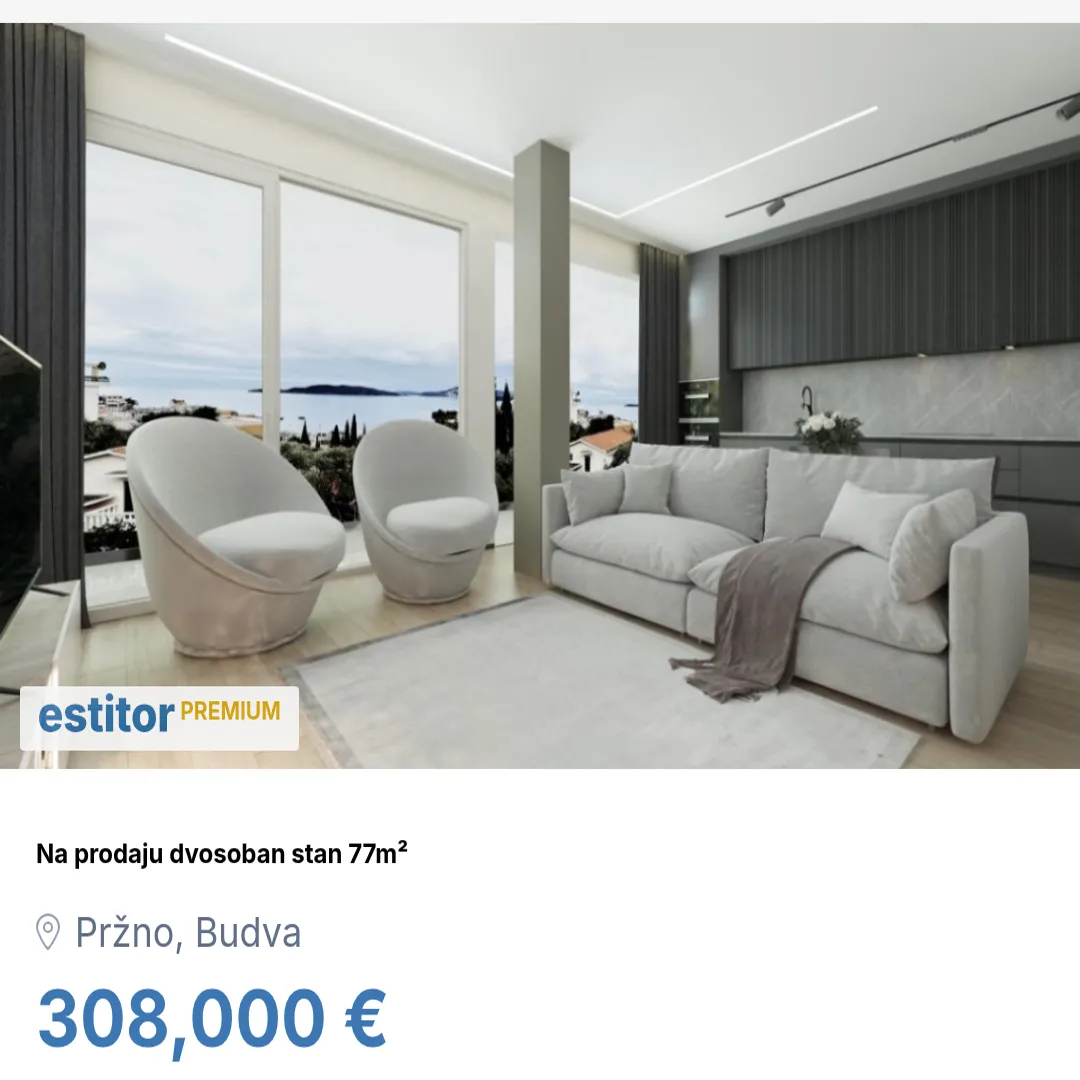 Sale, two bedroom apartment, 77m², Pržno, Budva