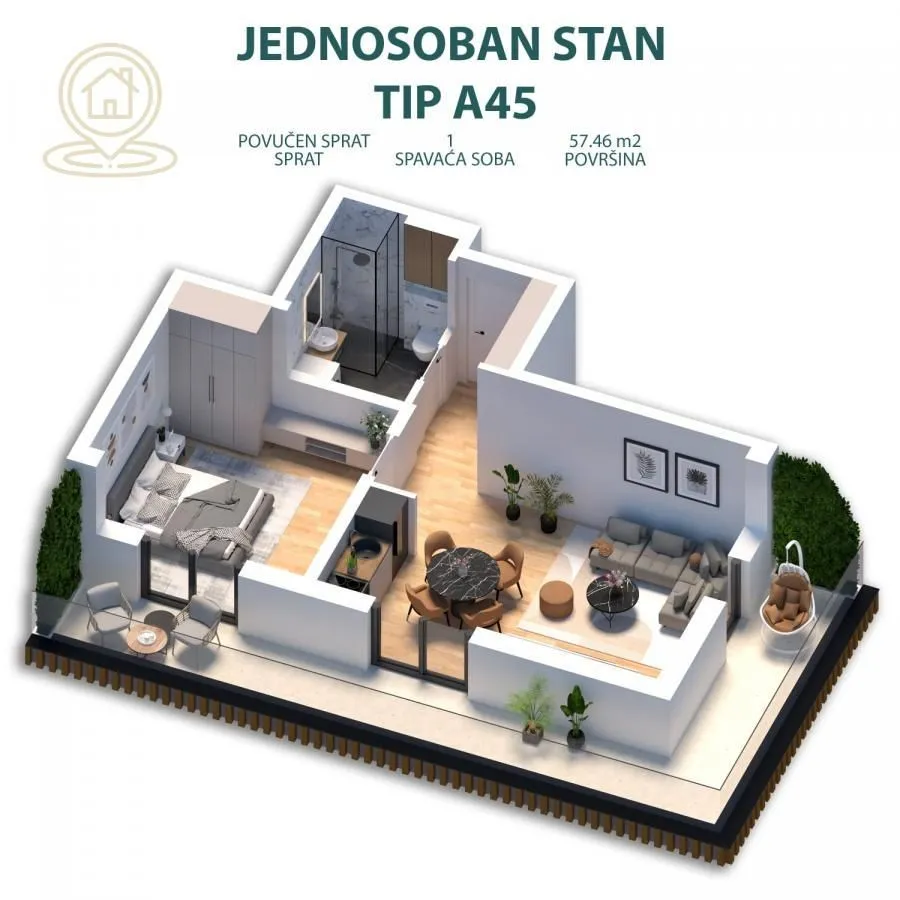 Prodaja, dvosoban stan, 57m², Centar, Vrnjačka Banja