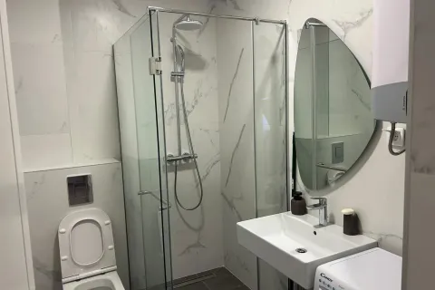 Moderno opremljeno kupatilo sa tuš kabinom, umivaonikom i wc šoljom. - image 8