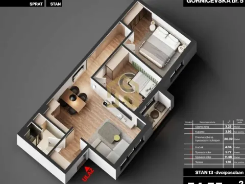 Sale, two bedroom apartment, 54m², Cvetkova Pijaca, Zvezdara Sve Podlokacije - image 3