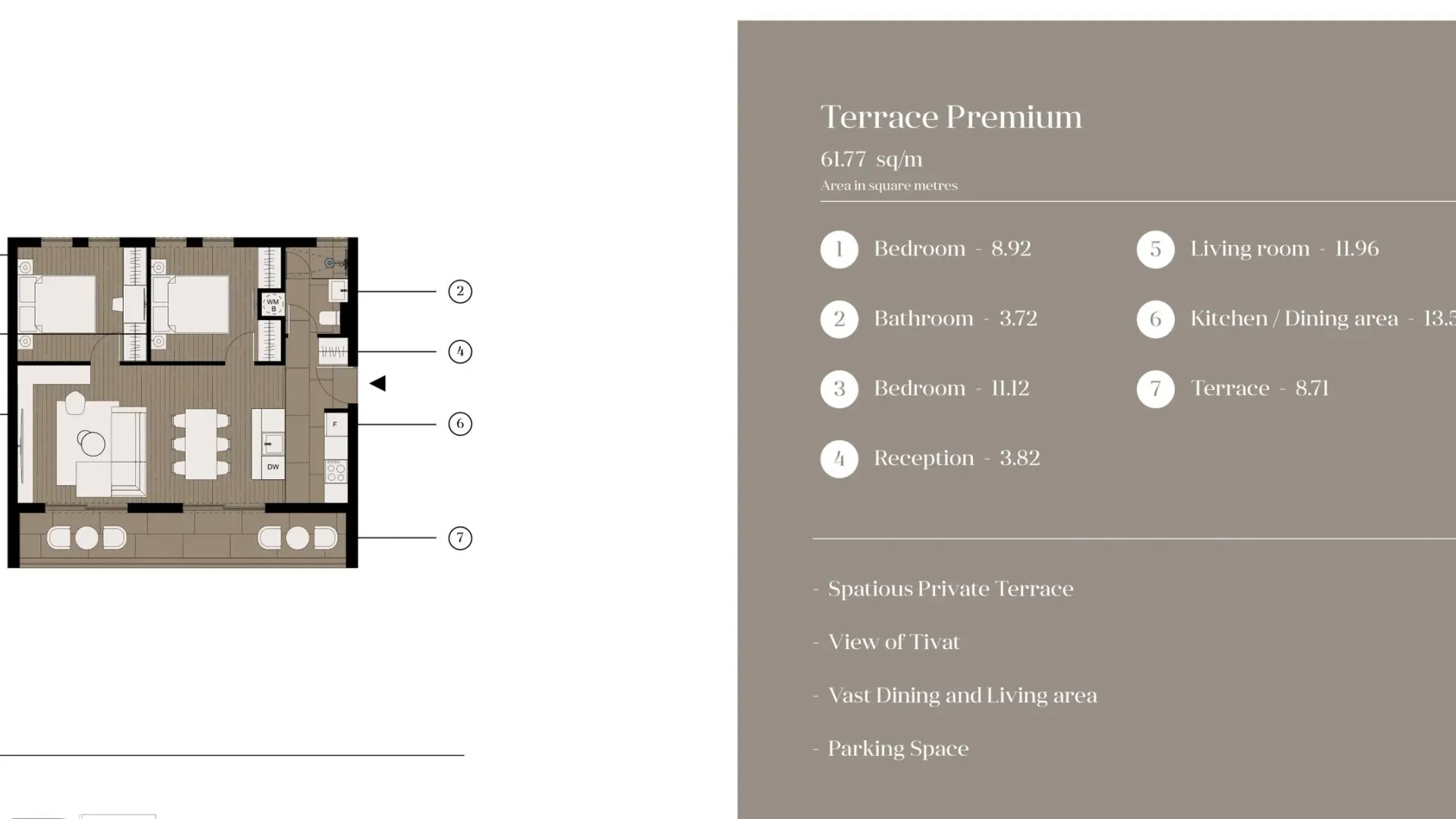 Prodaja, dvosoban stan, 62m², Tivat, Crna Gora