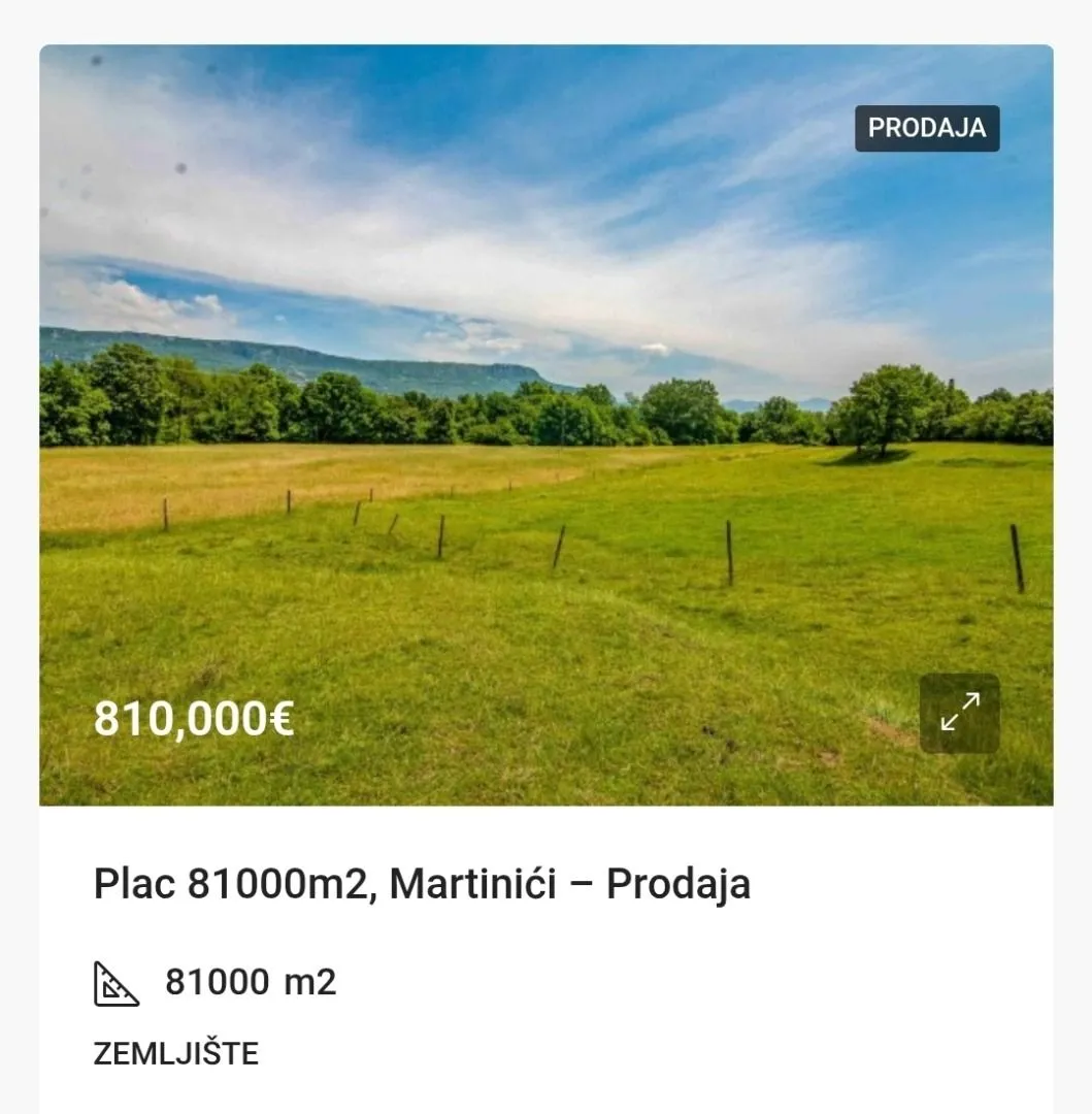 Sale, land lot, 81000m², Martinići, Danilovgrad