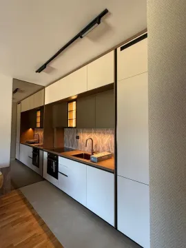 Moderna kuhinja sa ugrađenim elementima i radnom površinom. - image 6