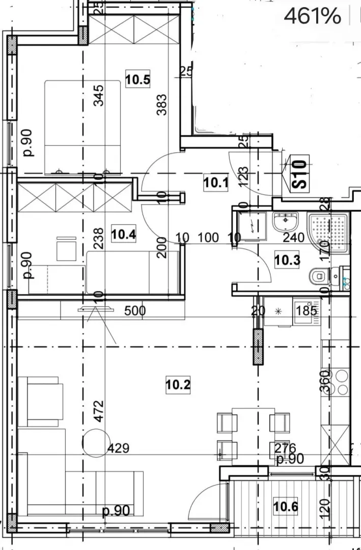 Detaljan arhitektonski plan stana sa rasporedom prostorija i dimenzijama.
