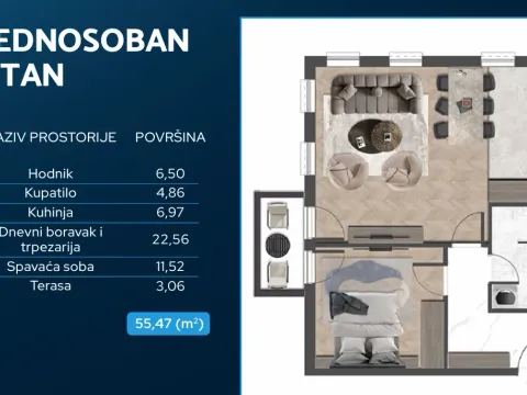 Prodaja, jednosoban stan, 48m², Čeluga, Bar - image 9