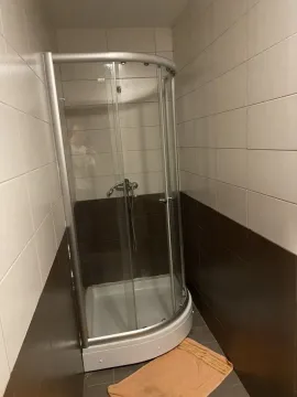 Manje kupatilo sa tuš kabinom i keramičkim pločicama. - image 5