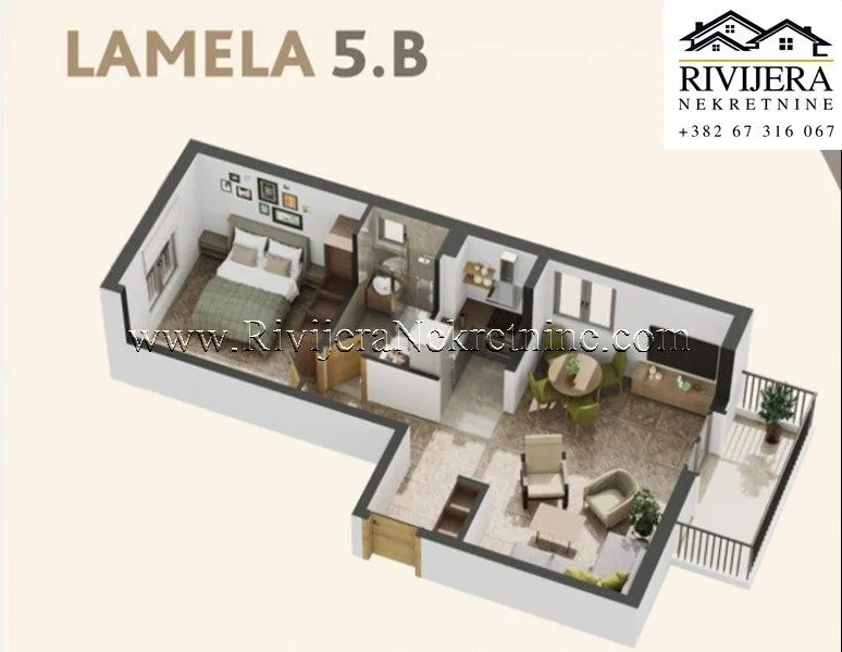 Sale, one bedroom apartment, 50m², Donja Lastva, Tivat