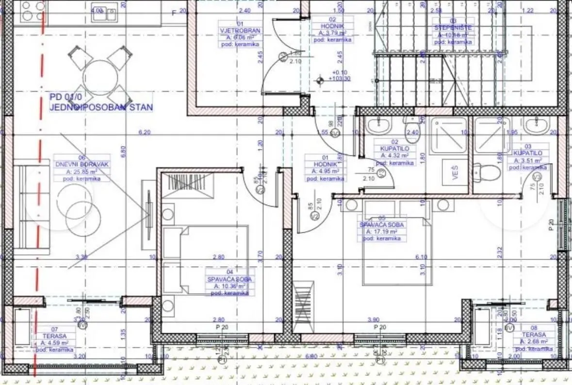 Sale, two bedroom apartment, 73m², Bar, Crna Gora