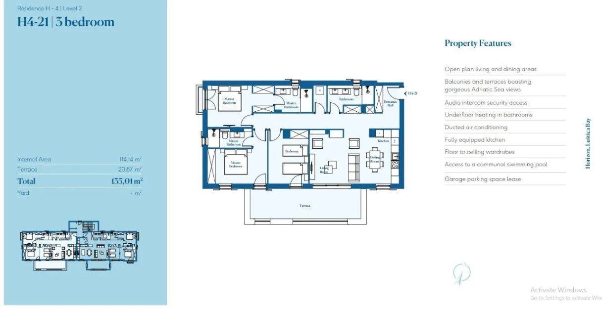 Prodaja, trosoban stan, 135m², Luštica Bay, Tivat