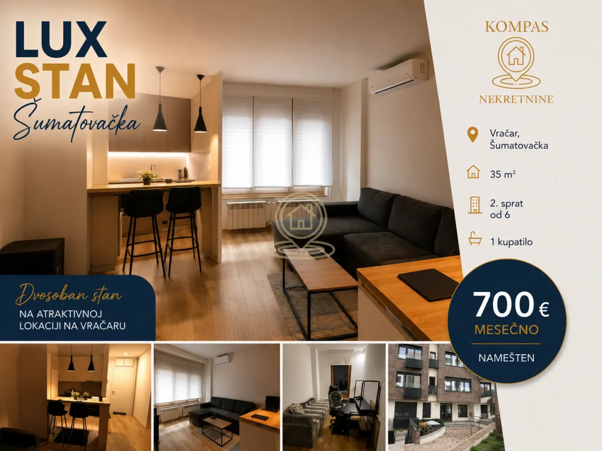Izdavanje, dvosoban stan, 35m², Južni Bulevar, Vračar Sve Podlokacije