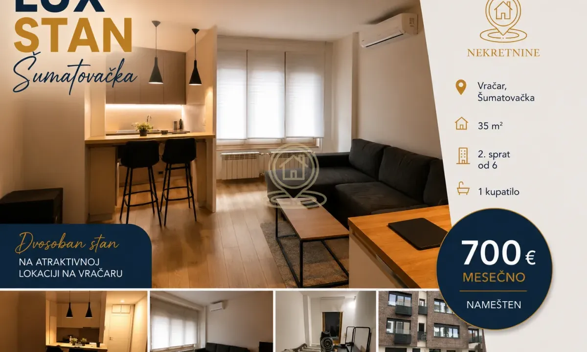 Rent, two bedroom apartment, 35m², Južni Bulevar, Vračar Sve Podlokacije