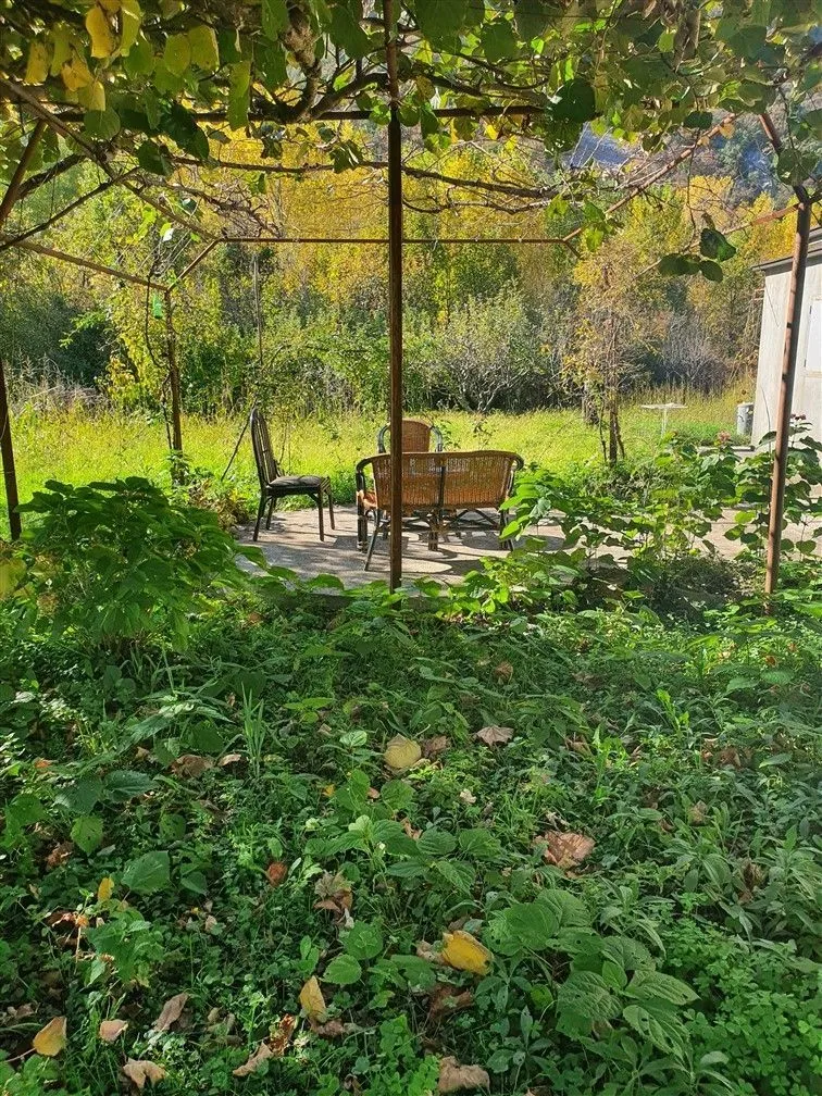 Dvorište sa garniturom za sjedjenje u hladovini.