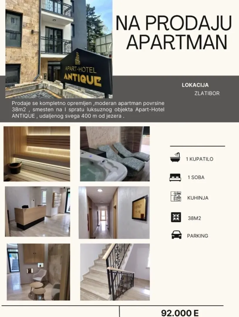 Sale, one bedroom apartment, 38m², Zlatibor, Srbija