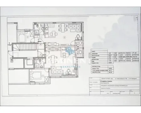 Arhitektonski plan stana sa rasporedom prostorija. - image 17