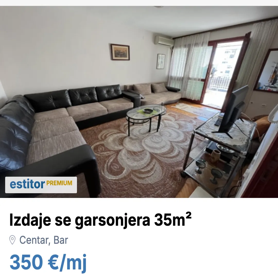Rent, apartment, 35m², Centar, Bar