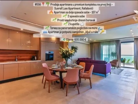 Sale, two bedroom apartment, 107m², Rafailovići, Budva