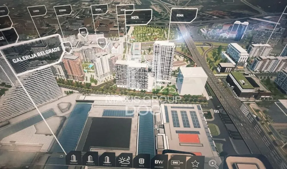 Pogled iz vazduha na gradsko područje sa označenim lokacijama.