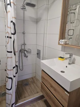 Moderno opremljeno kupatilo sa tuš kabinom i umivaonikom. - image 2