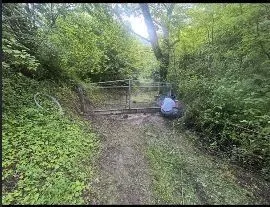 Prilazni put sa kapijom na šumskom zemljištu.