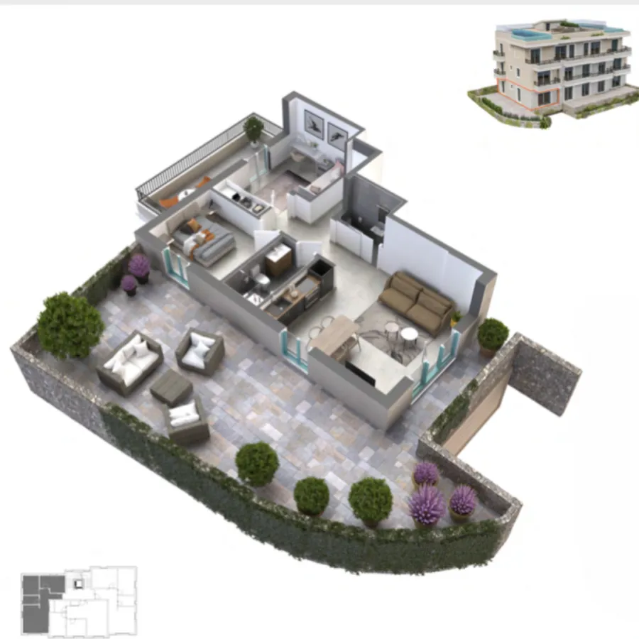 Prodaja, dvosoban stan, 130m², Dobrota, Kotor