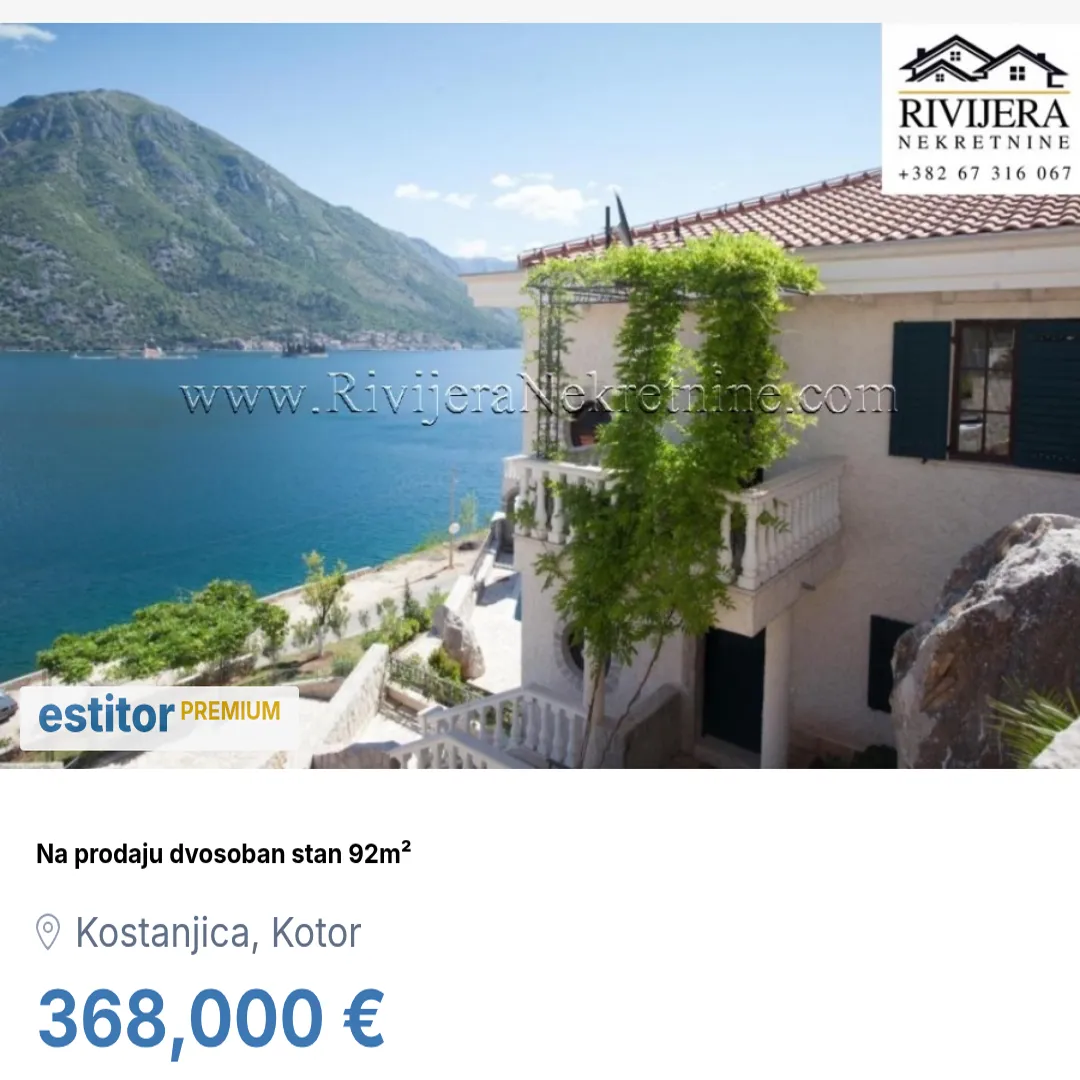 Prodaja, dvosoban stan, 92m², Kostanjica, Kotor