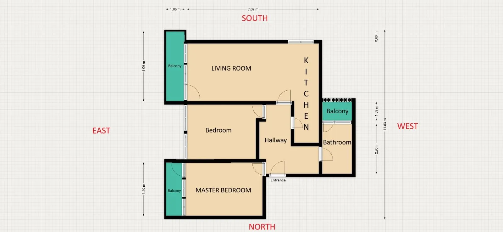 Sale, three bedroom apartment, 68m², Centar, Tivat