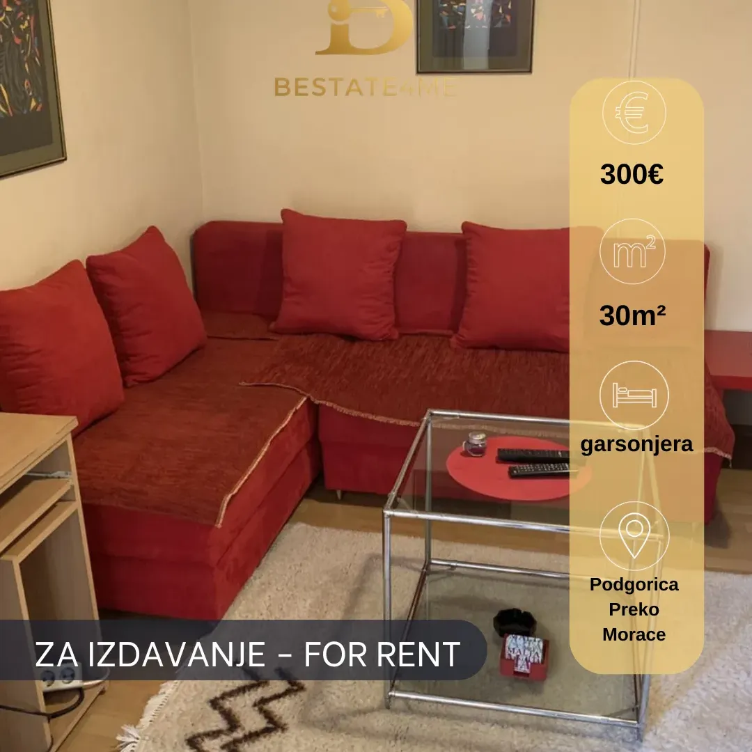 Rent, studio apartment, 30m², Preko Morače, Podgorica