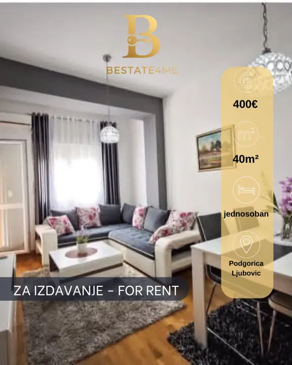 Rent, one bedroom apartment, 40m², Ljubović, Podgorica