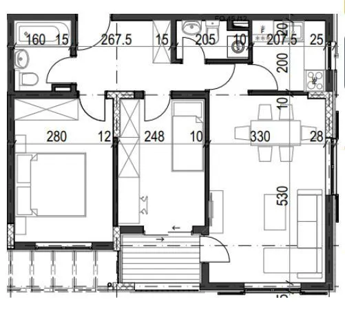 Sale, two bedroom apartment, 58m², Radanovići, Kotor