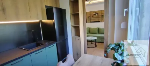 View from the kitchen towards the living room with a sofa. - image 15