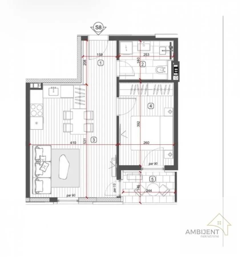 Sale, two bedroom apartment, 43m², Nova Pazova, Stara Pazova